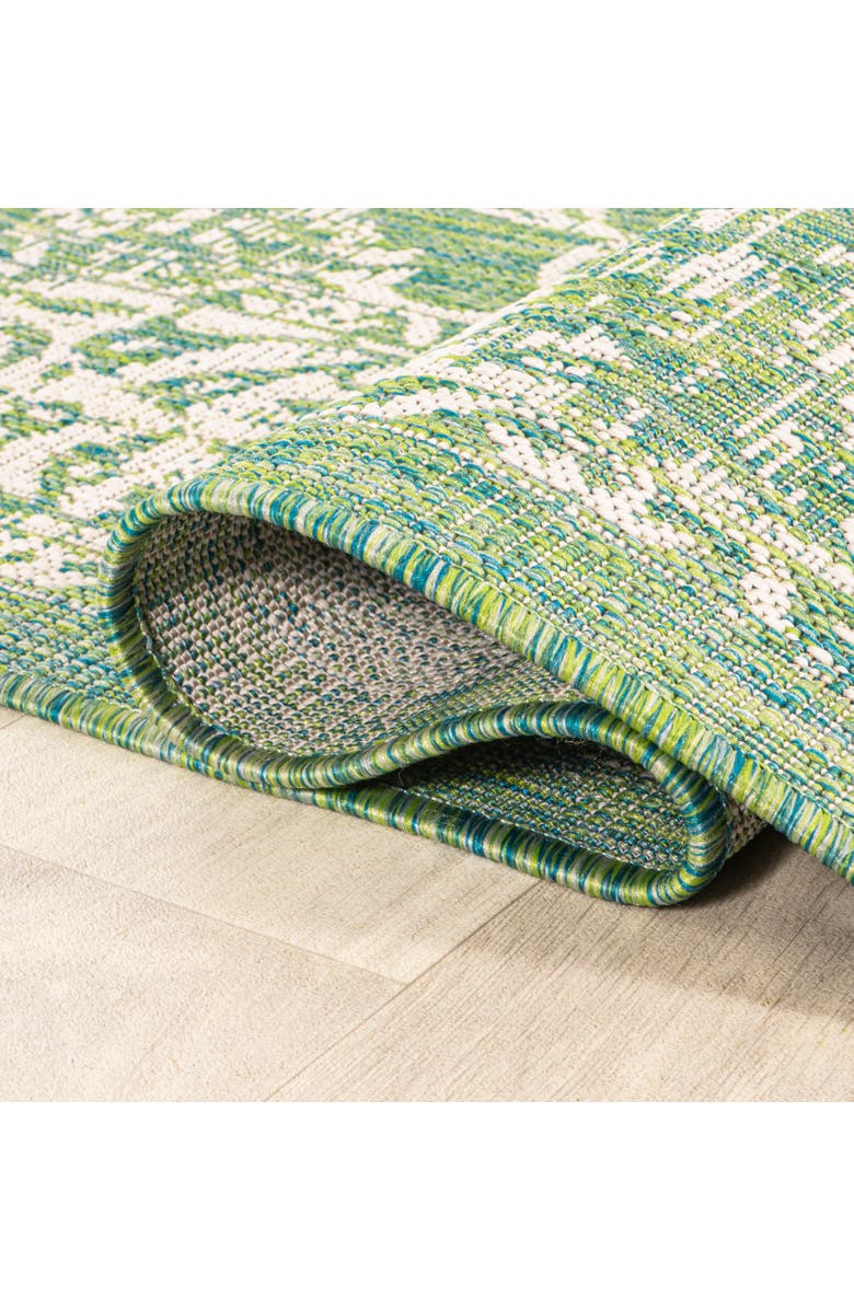 JONATHAN Y Tela Bohemian Textured Weave Floral Indoor/Outdoor Round Area Rug, Alternate, color, Ivory/Green