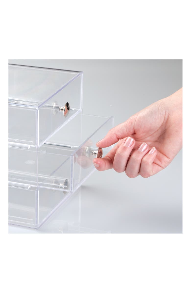 iDesign Stackable 3-Drawer Vanity Makeup Organizer - Set of 2 Clear, Alternate, color, Clear