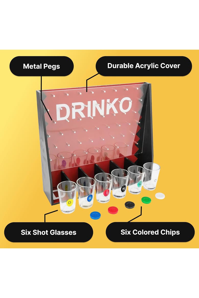 DRINKO, Shot Glass Drinking Party Game, Adult Game Night, Alternate, color, Multicolored