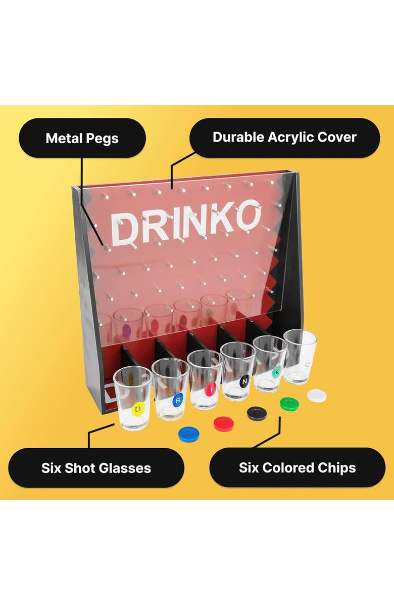 Fairly Odd Novelties DRINKO, Shot Glass Drinking Party Game, Adult Game Night, Alternate, color, Multicolored