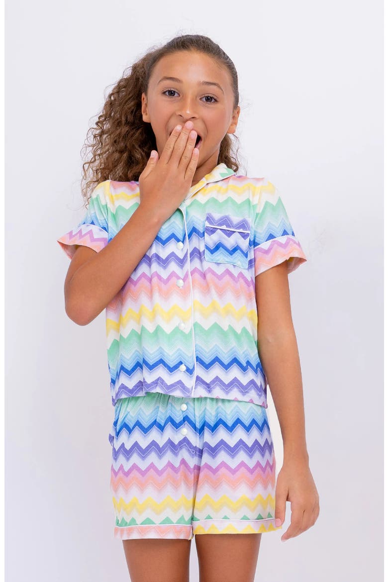 Chevron Print Short Sleeve Jersey PJ, Alternate, color, Multi