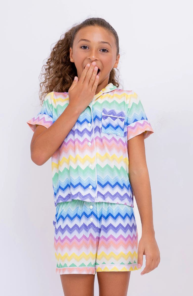 Preppy Goose Chevron Print Short Sleeve Jersey PJ, Alternate, color, Multi