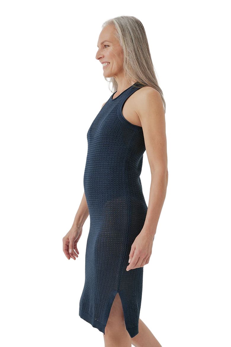 Beachside Linen Crochet Cover-Up Made with Organic Cotton, Alternate, color, French Navy