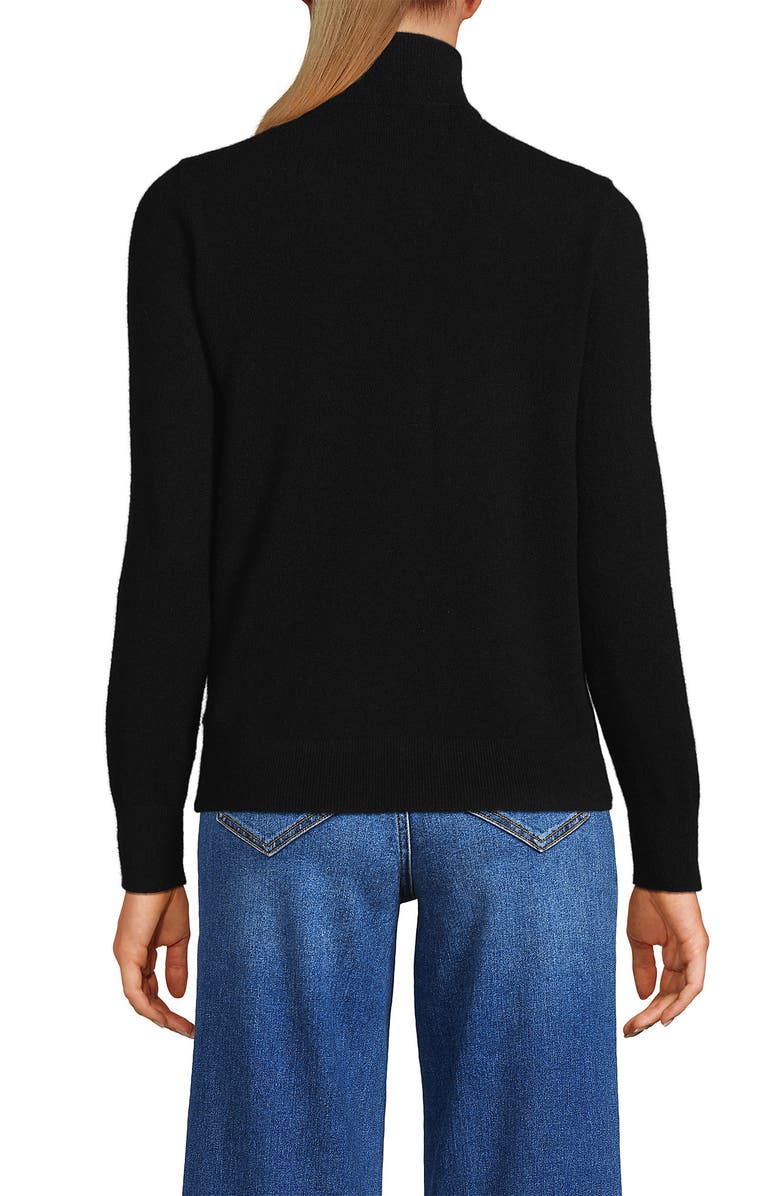 Lands' End Cashmere Quarter Zip Sweater, Alternate, color, Black