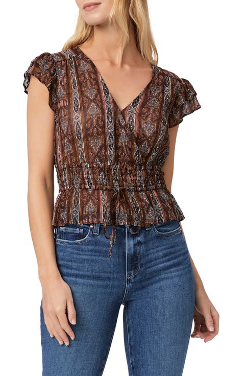 Pancetta Smocked Waist Silk Blend Top