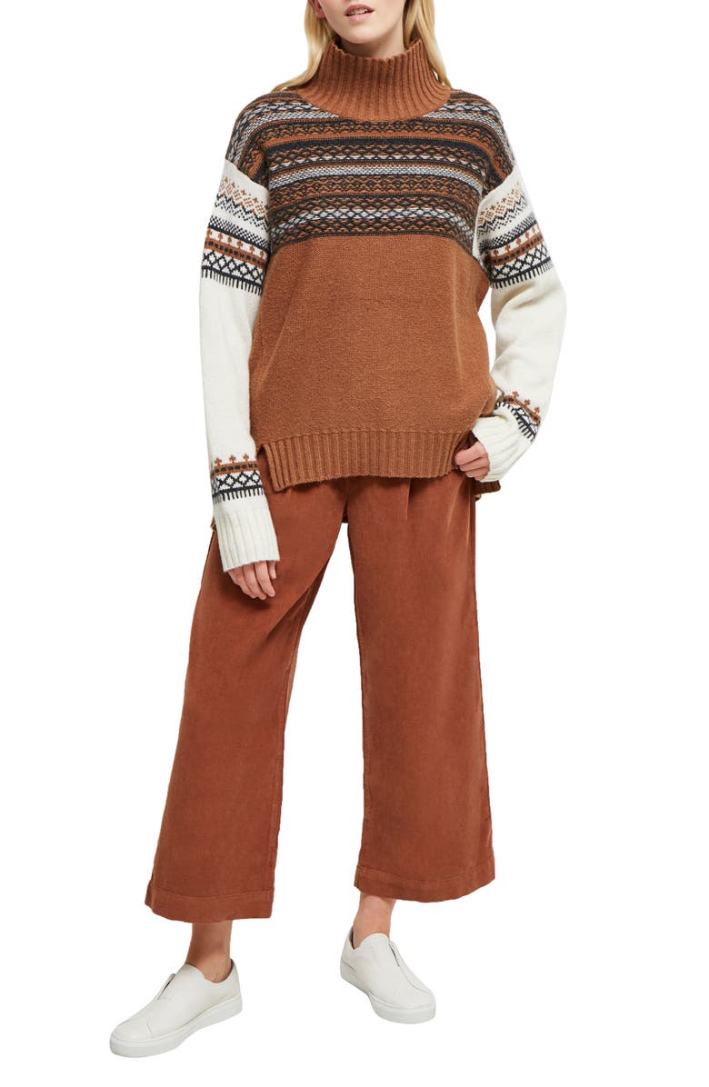 French Connection Patchwork Fairisle Turtleneck Sweater, Alternate, color, 