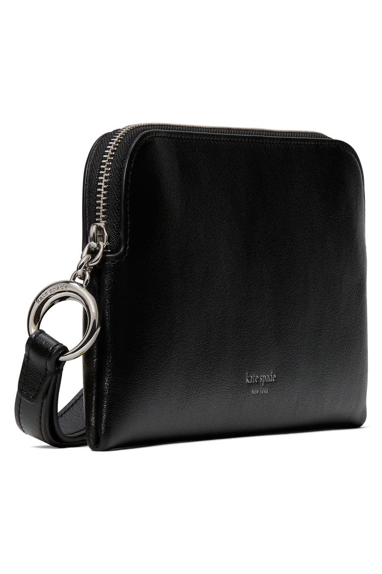 halo leather medium wristlet, Alternate, color, BLACK