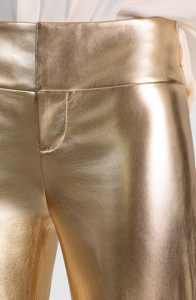 Alice + Olivia Metallic Faux Leather Pants, Alternate, color, Gold
