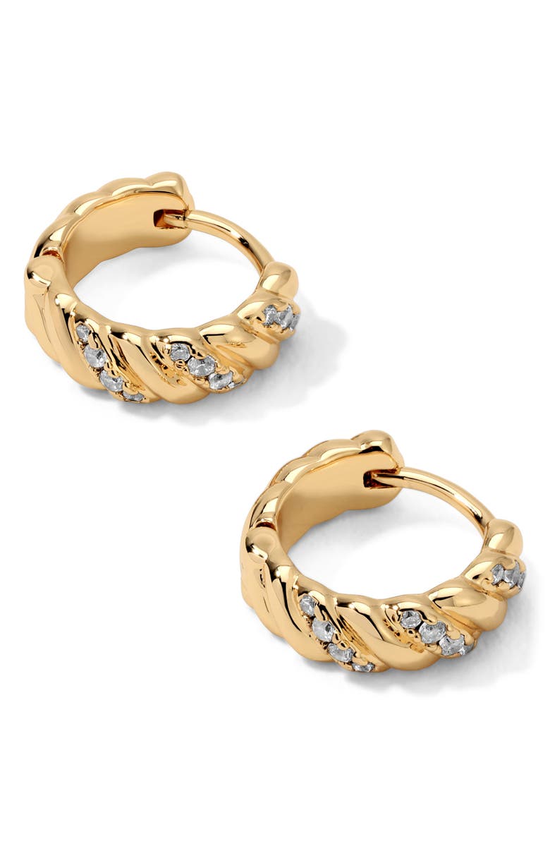 MIRANDA FRYE Dahlia Huggie Hoop Earrings, Main, color, Gold