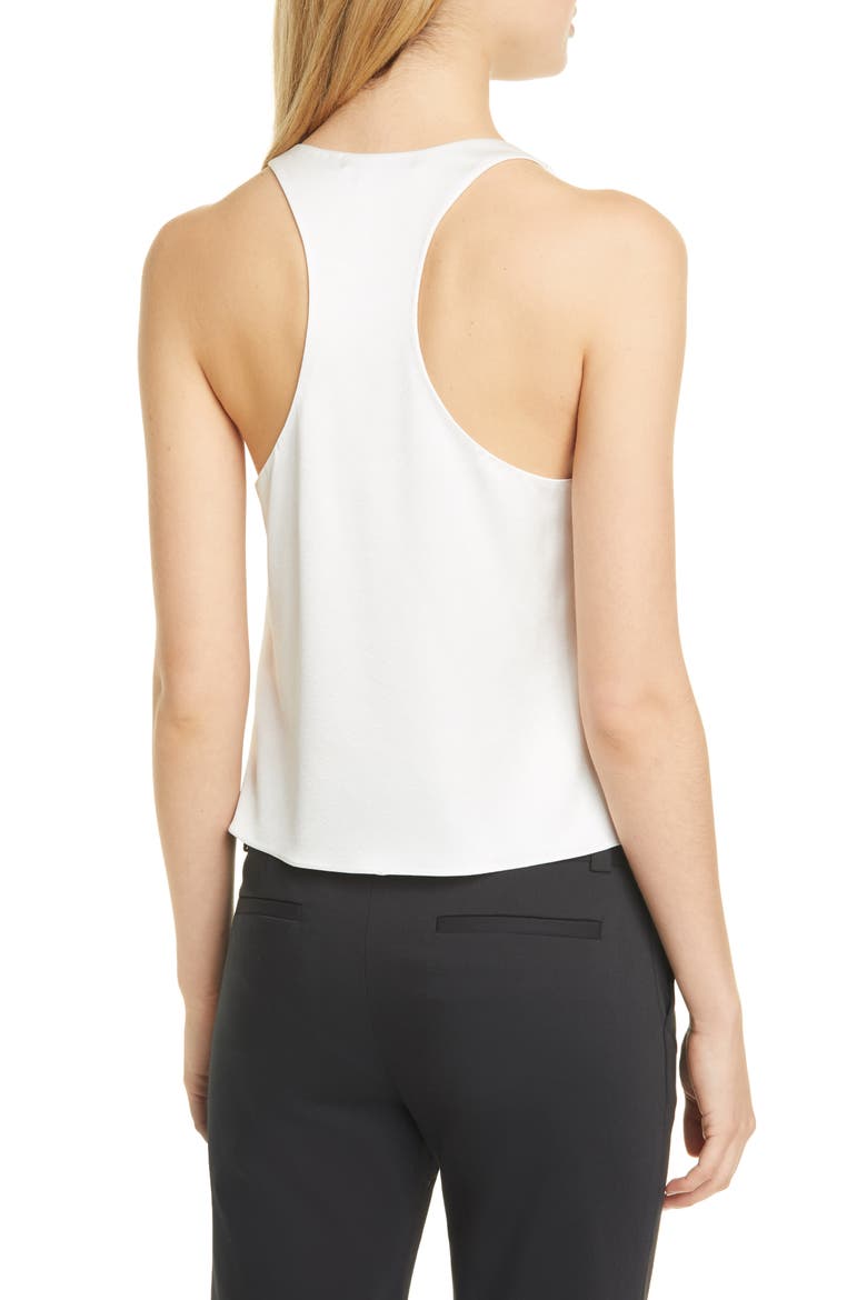 Harmon Drapey Racerback Satin Tank, Alternate, color, OFF WHITE