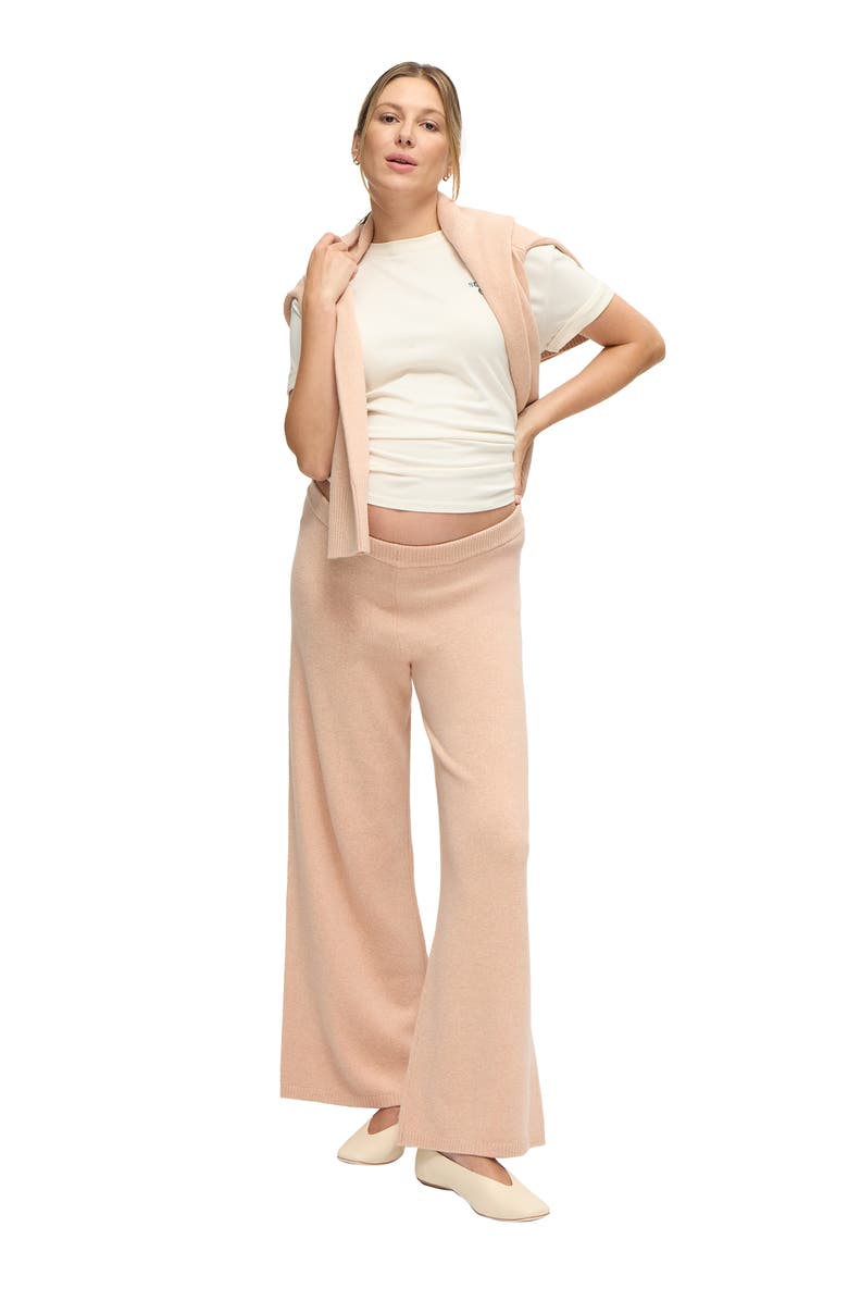 Ingrid & Isabel Maternity Sweater Pant, Main, color, Champagne
