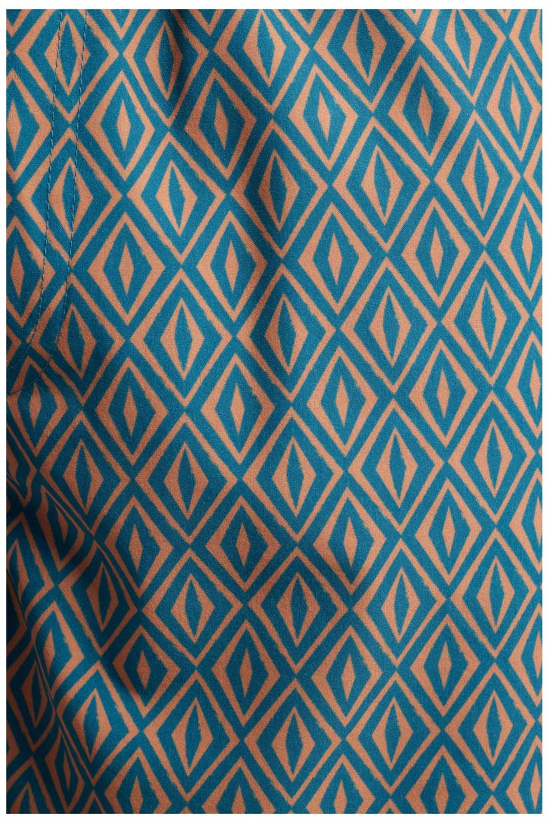 Retro Geometric Print Swim Trunks, Alternate, color, BLUE