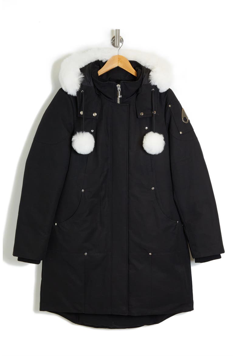Stirling Down Parka with Genuine Shearling Trim, Alternate, color, BLACK/ NATURAL