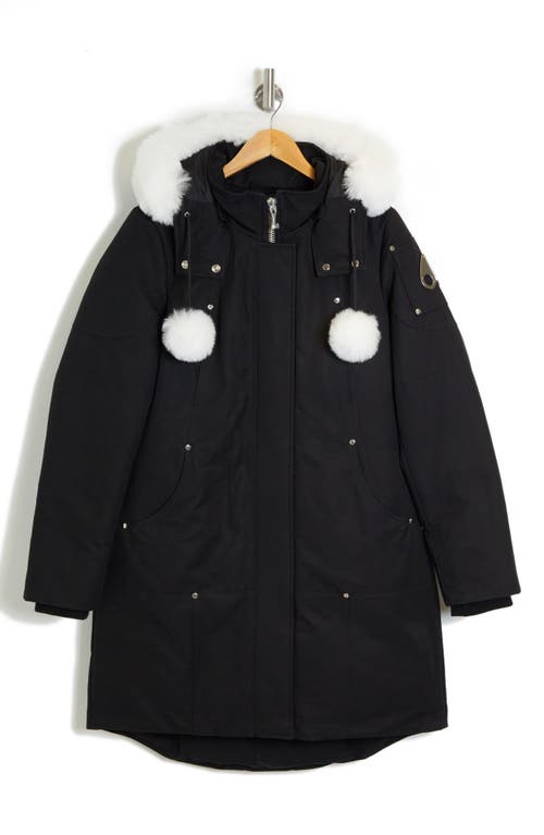 Moose Knuckles Stirling Down Parka With Genuine Shearling Trim In Black
