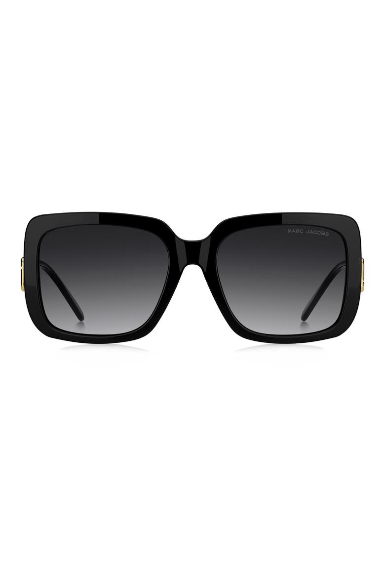 57mm Gradient Square Sunglasses, Main, color, BLACK/ DARK GREY SF