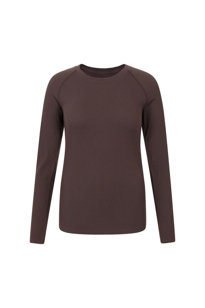 Carmel Ribbed Seamless Thermal Top, Main, color, Brown