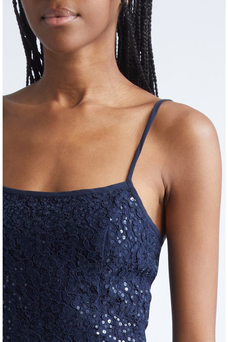 Sequin Corded Floral Lace Gown, Alternate, color, MIDNIGHT
