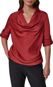 Donna Karan New York Roll Sleeve Cowl Neck Top