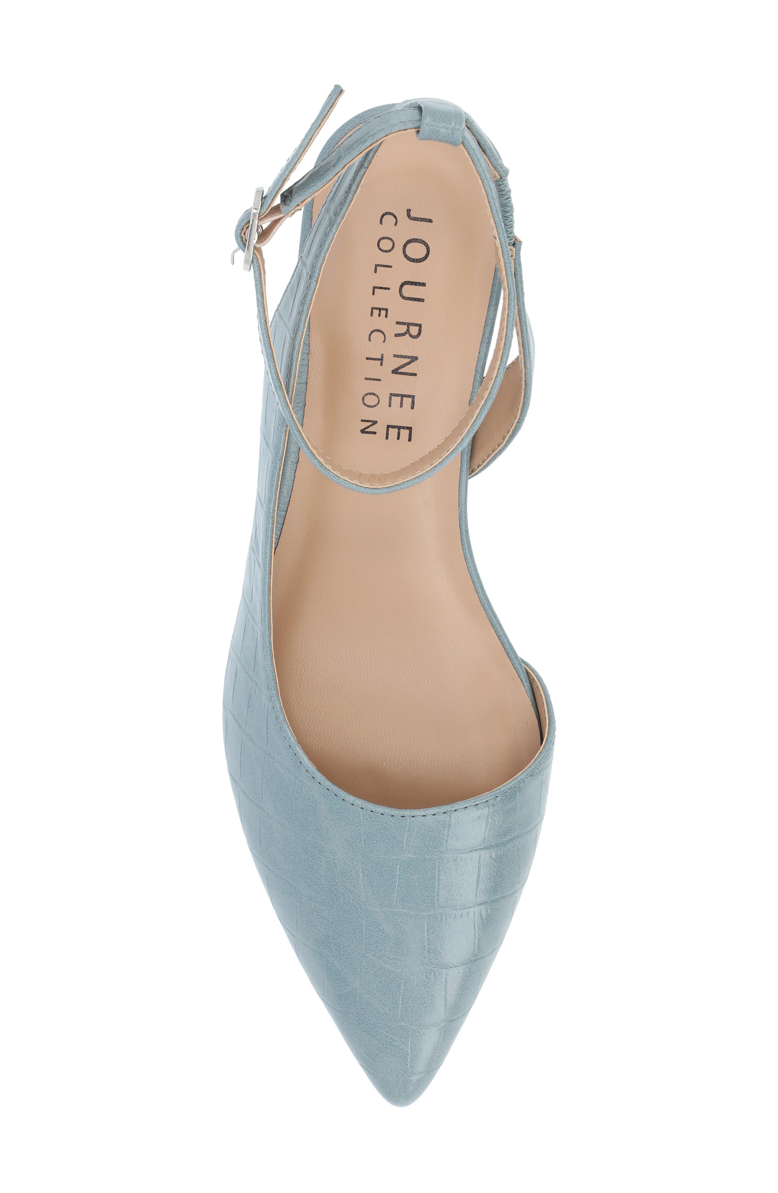 Keefa Croc Embossed Pointed Toe Pump, Alternate, color, BLUE