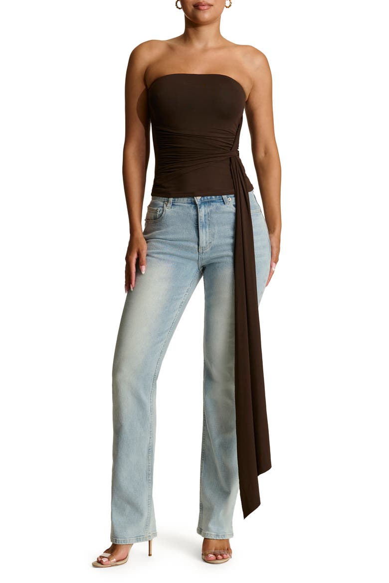 Smooth Draped Tube Top, Alternate, color, DARK CHOCOLATE