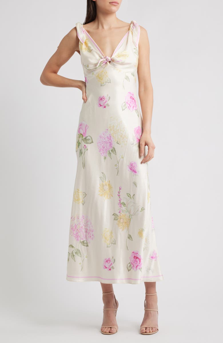 LoveShackFancy Perri Sleeveless Satin Dress, Main, color, Sunlit Rose
