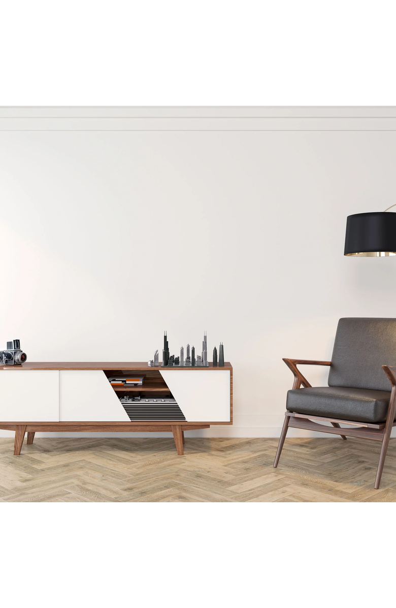 SKYLINE CHESS Chess Set Stainless Steel Chicago Edition with Marble Hatch Board, Alternate, color, White