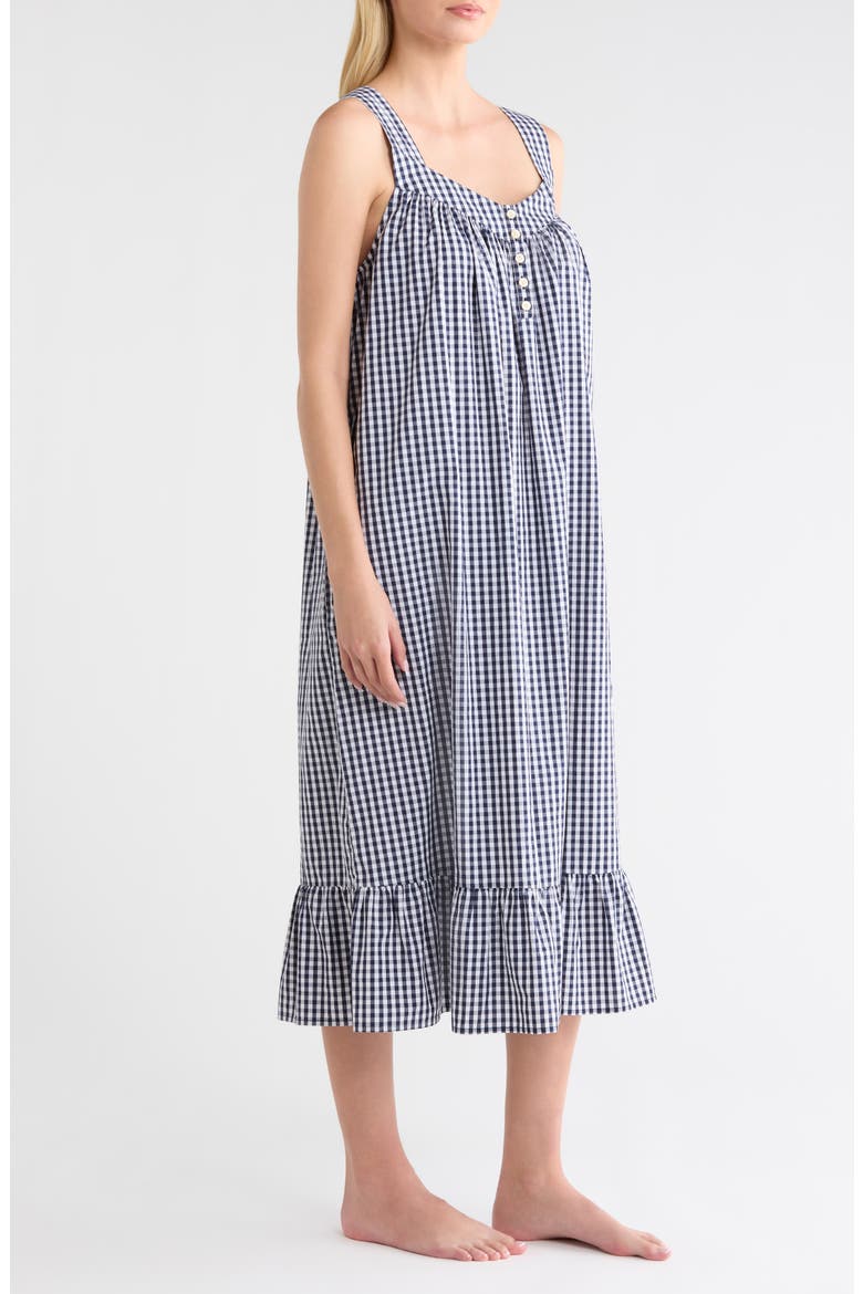 Cotton Shirting Nightgown, Alternate, color, NAVY PETITE GINGHAM