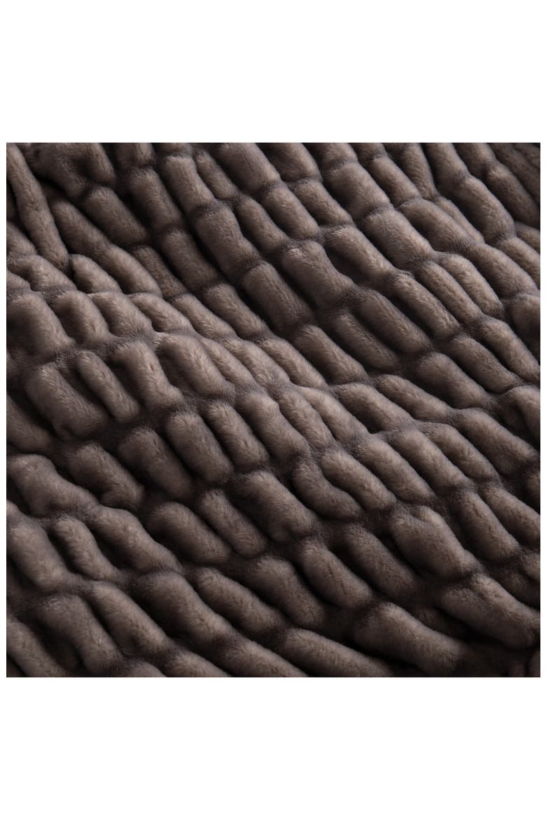 Ruched Faux Fur Throw Blanket, Alternate, color, BROWN