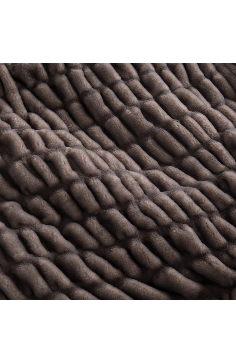 KARL LAGERFELD Ruched Faux Fur Throw Blanket, Alternate, color, Brown