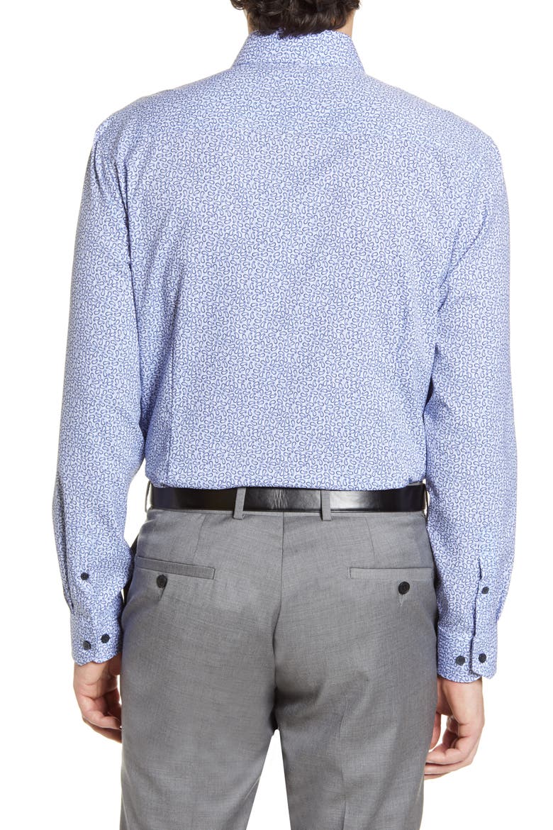 Trim Fit Performance Paisley Dress Shirt, Alternate, color, BLUE
