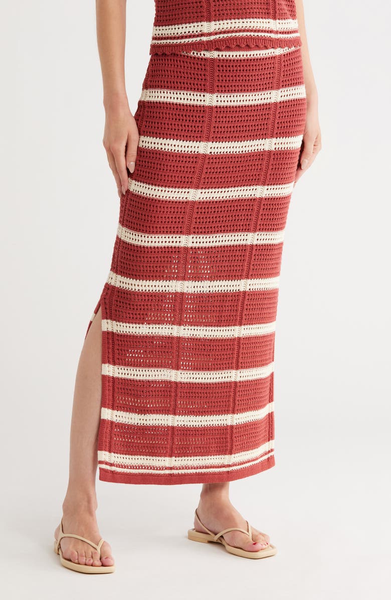 VERO MODA Sardina Stripe Sweater Skirt, Main, color, Marsala/ Birch