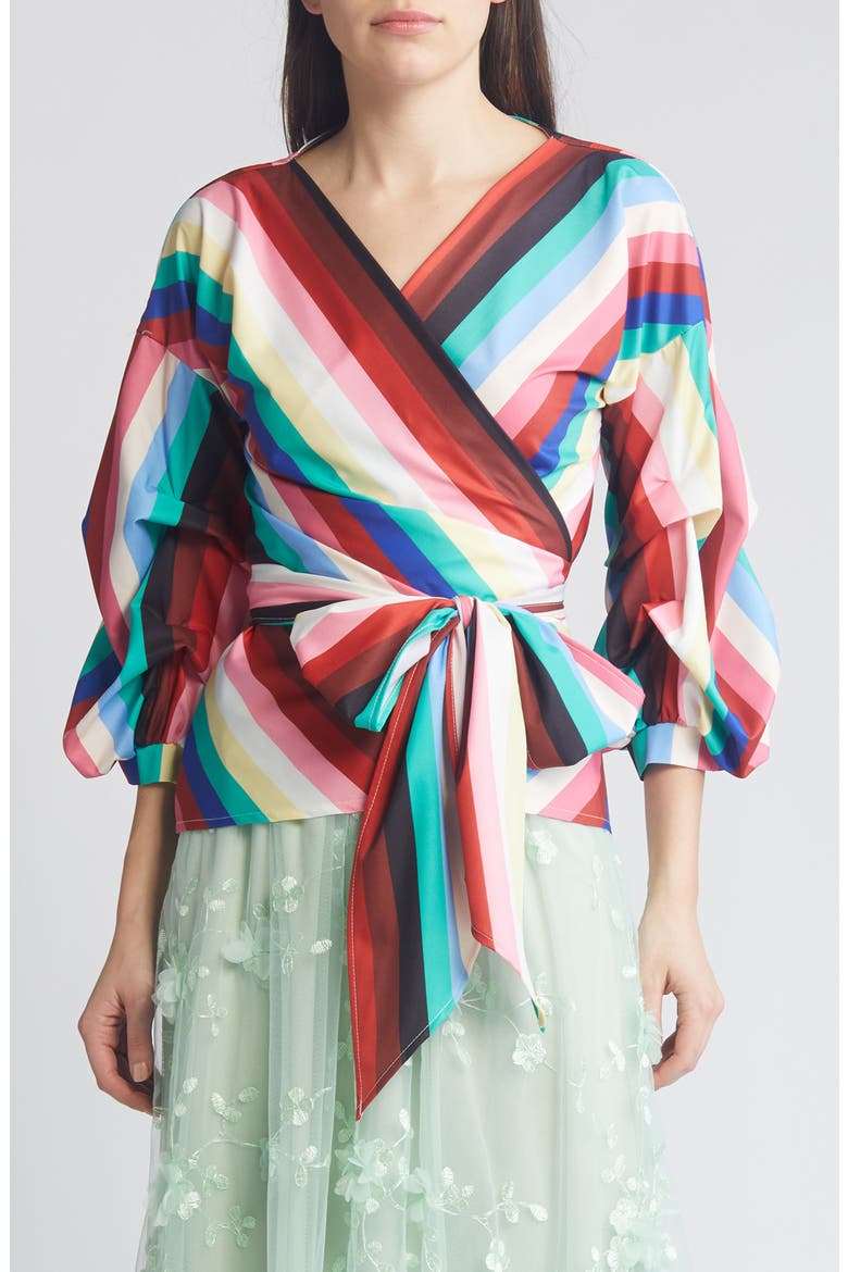 Anna Tie Waist Wrap Top, Main, color, RAINBOW