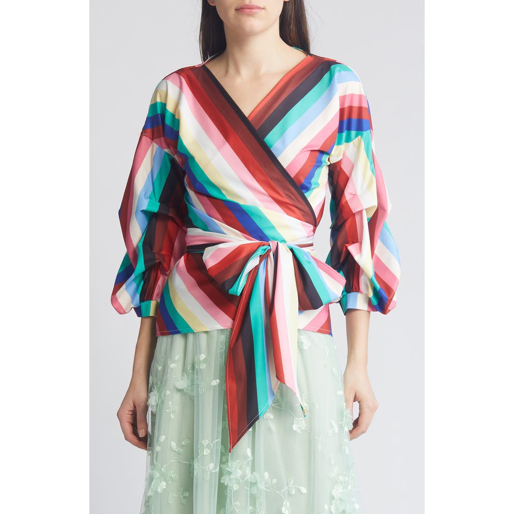 NIKKI LUND Anna Tie Waist Wrap Top in Rainbow  product