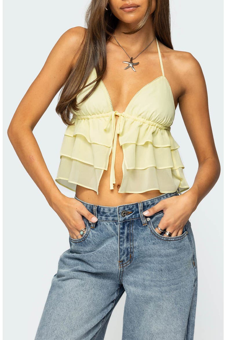 Zephi Split Front Ruffle Top (Women) | Nordstrom