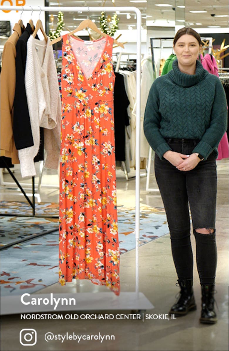 Floral Print Sleeveless Jersey Maxi Dress, sales video thumbnail