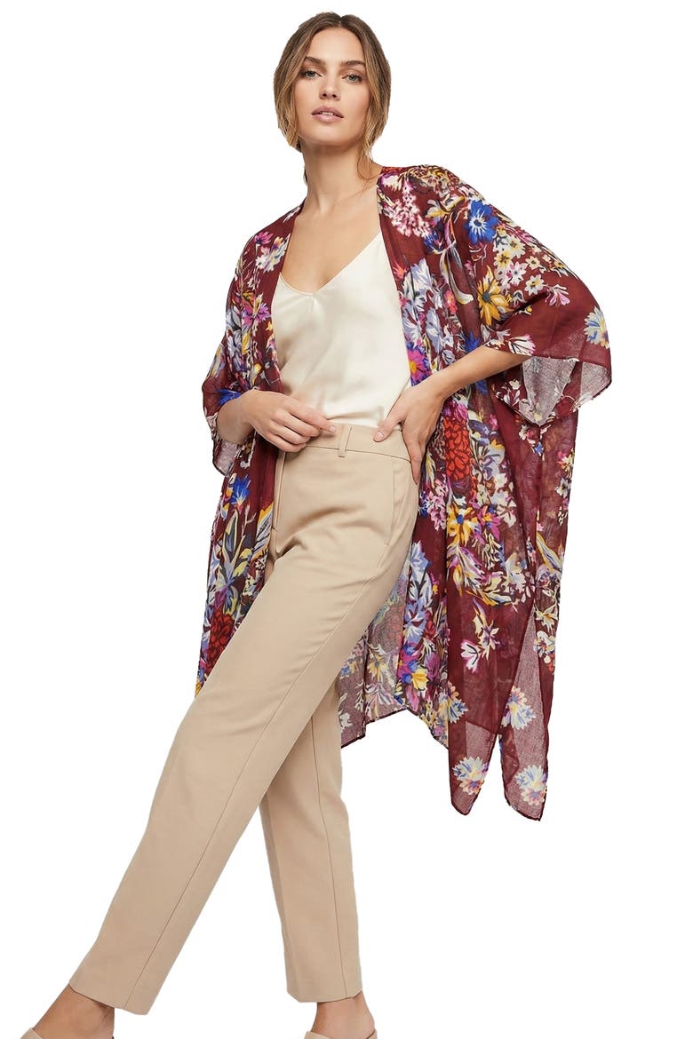 Floral Ruana, Alternate, color, RUST