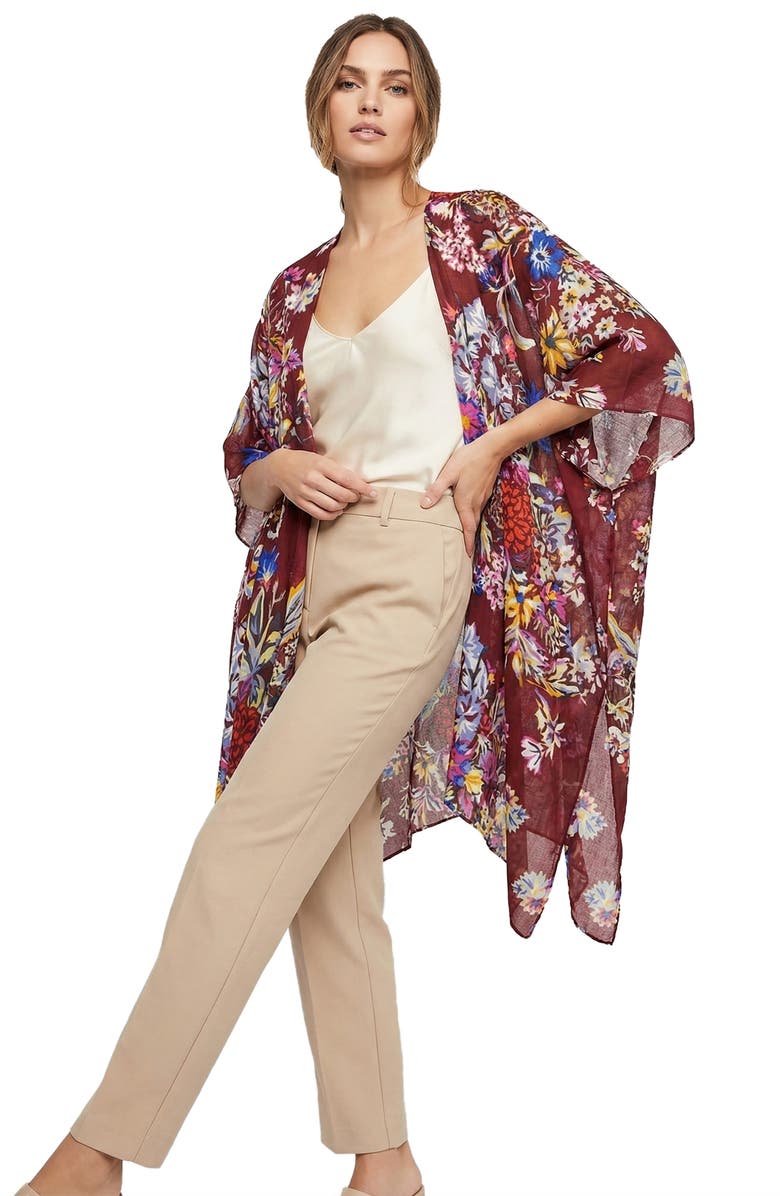 SAACHI Floral Ruana, Alternate, color, Rust