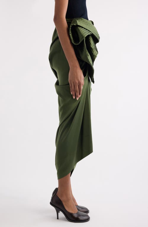 Dries Van Noten Solla Draped Silk Stretch Satin Skirt In Green