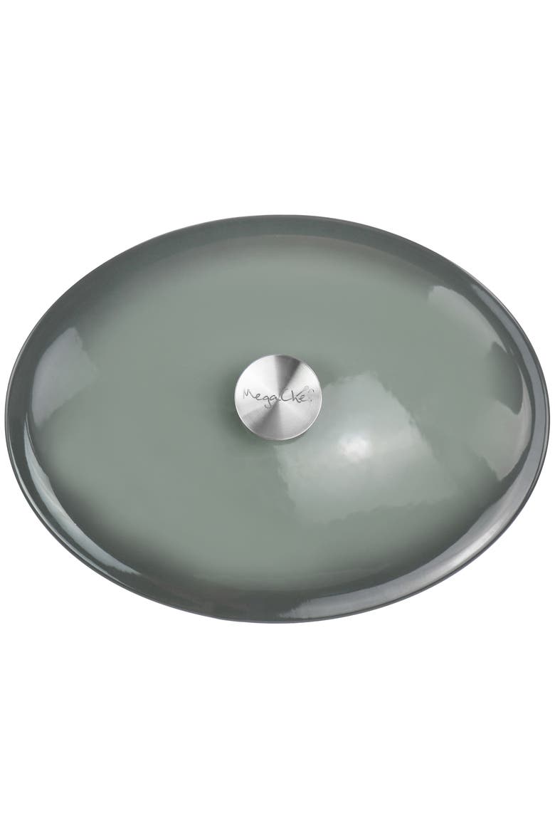 7 Quarts Oval Enameled Cast Iron Casserole, Alternate, color, Gray