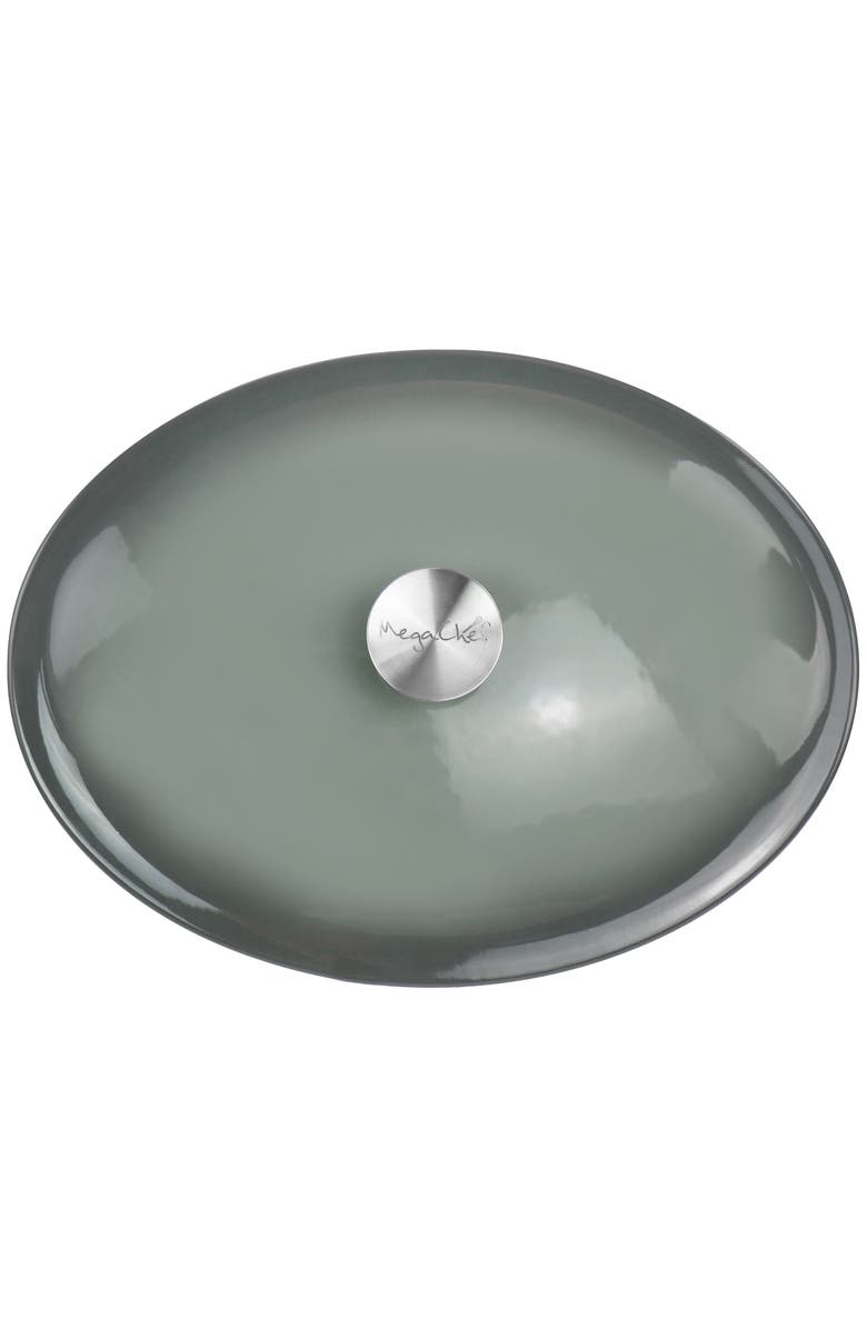 Megachef 7 Quarts Oval Enameled Cast Iron Casserole, Alternate, color, Gray