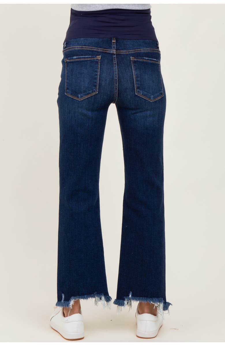 PinkBlush Distressed Hem Cropped Bootcut Maternity Jeans, Alternate, color, Navy Blue