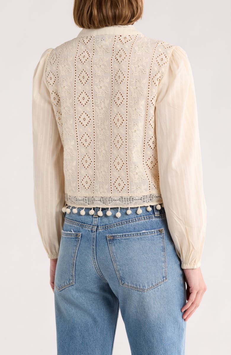 INDUSTRY REPUBLIC CLOTHING Long Sleeve Embroidered Button Front Top, Alternate, color,