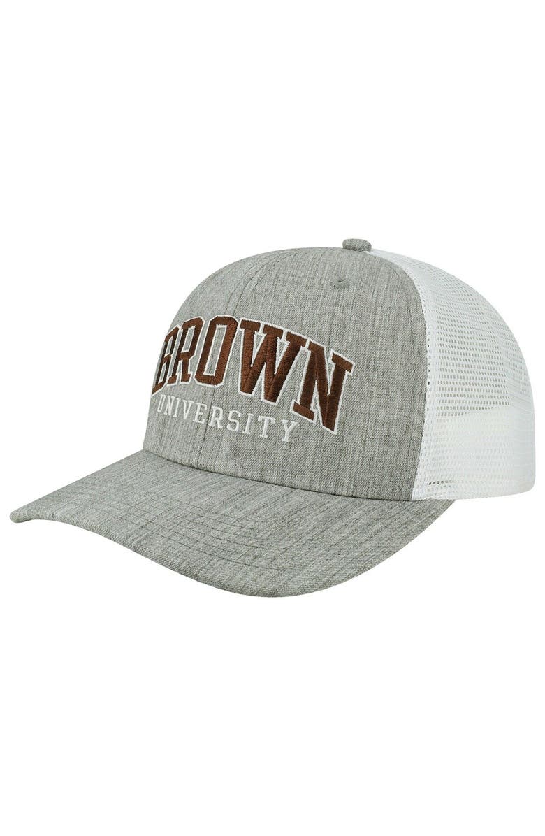 LEGACY ATHLETIC Men's Heather Gray/White Brown Bears Arch Trucker Snapback Hat, Main, color, Heather Gray