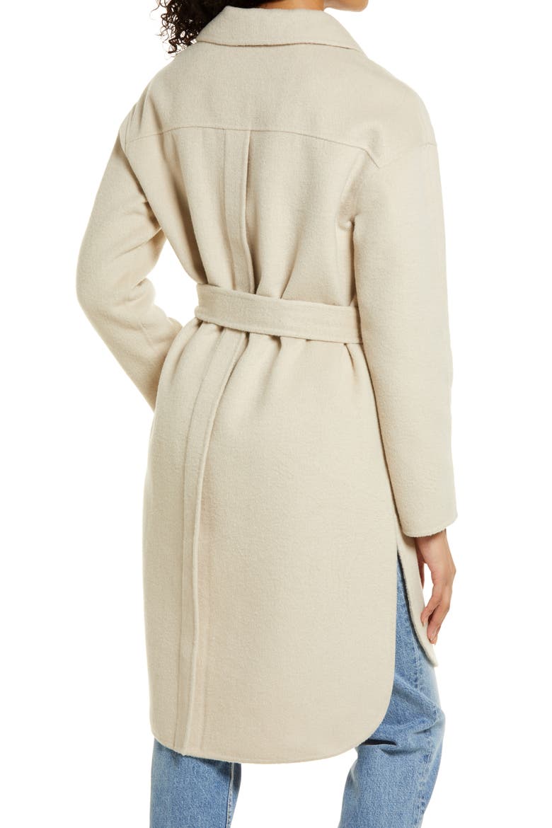 Belted Wool Blend Coat, Alternate, color, OATMEAL HEATHER