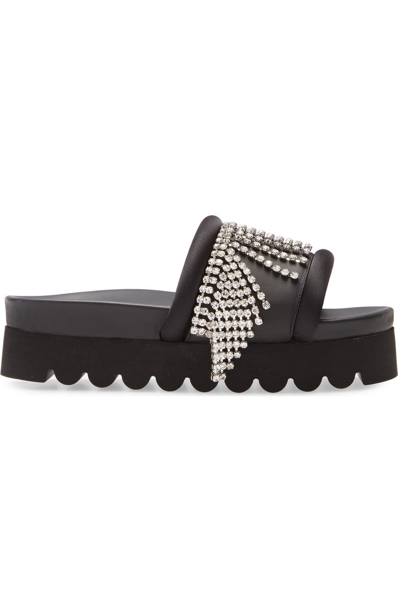 Area Crystal Fringe Platform Slide Sandal, Alternate, color,
