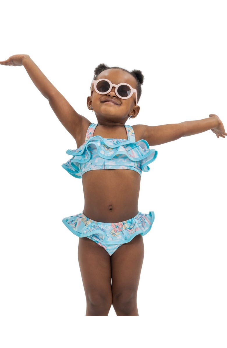 Kenny Flowers The BVIs - Girls Ruffle Bikini UPF 50+, Main, color, Light Blue