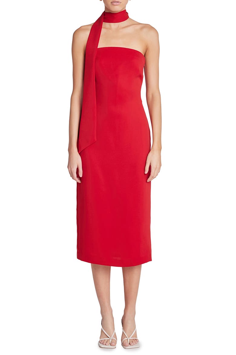 Choker Tie Sleeveless Midi Dress, Main, color, RED