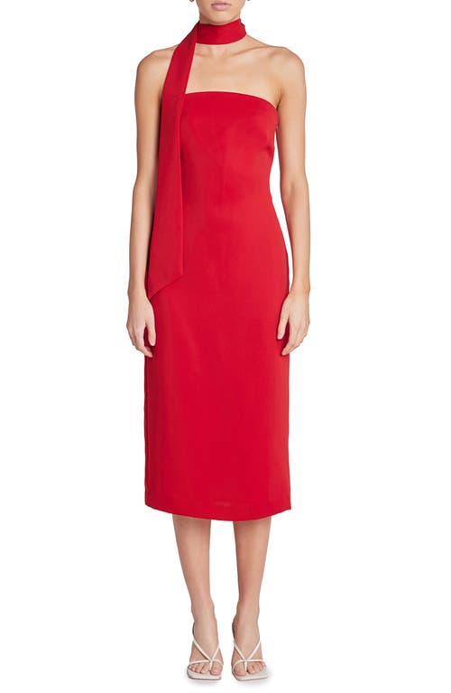 Endless Rose Choker Tie Sleeveless Midi Dress In Red