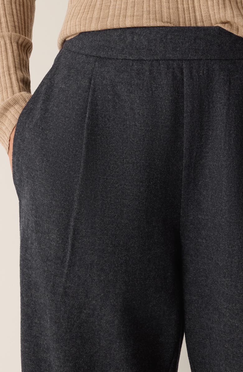 Eileen Fisher Pleated Virgin Wool Ankle Lantern Pants, Alternate, color, Charcoal