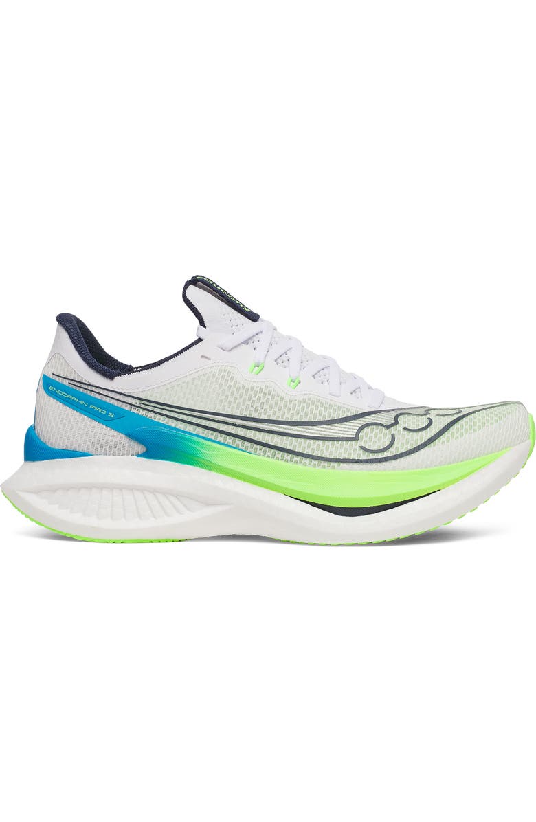 Saucony Endorphin Pro 5 Racing Shoe, Alternate, color, White/ Slime